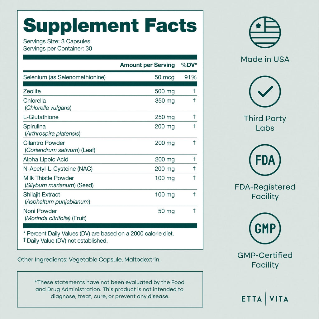 Etta Vita authentic USA imported liver health supplement side view