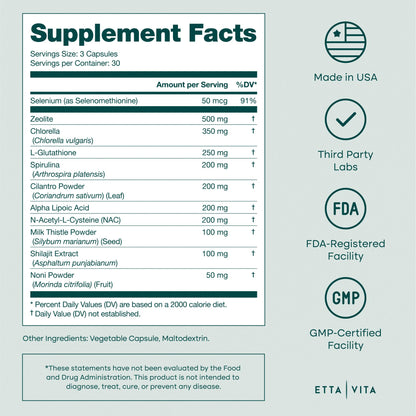 Etta Vita authentic USA imported liver health supplement side view