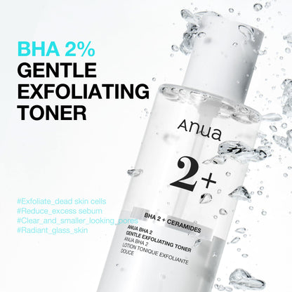 Liquid texture of Anua BHA toner with tea tree and ceramides.