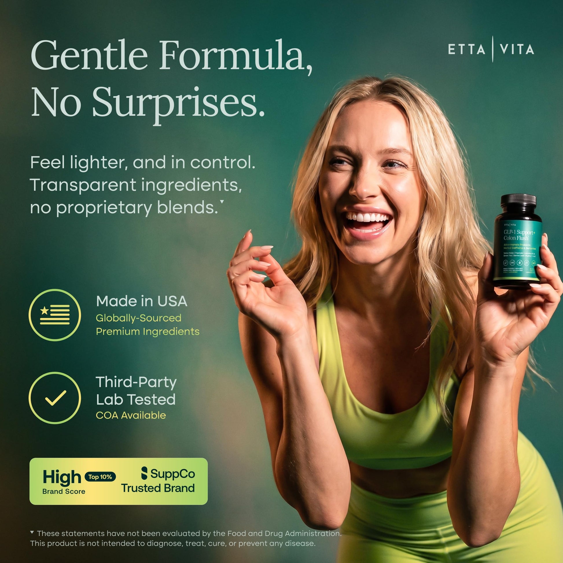 USA imported Etta Vita appetite control capsules showcasing the vegan and non GMO seals