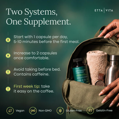 Etta Vita colon cleanse bottle showing the detailed list of natural digestive enzymes