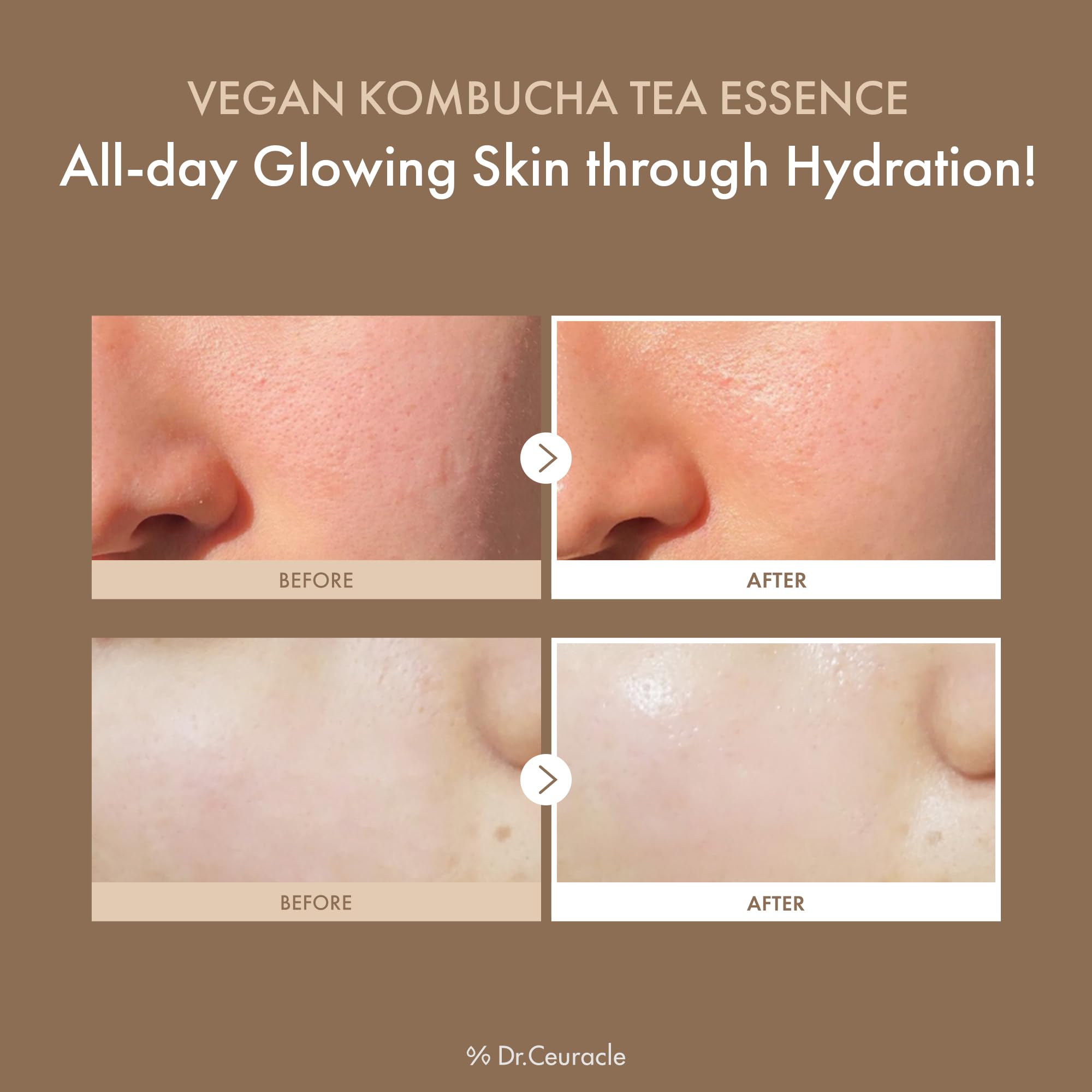 Korean glass skin routine featuring the Dr Ceuracle fermented black tea essence fluid