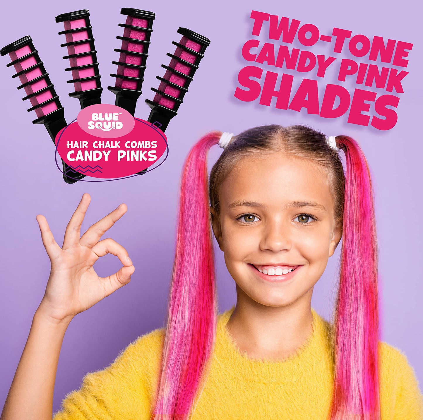 Back label of Blue Squid temporary hair color packaging detailing safe instructions for kids.