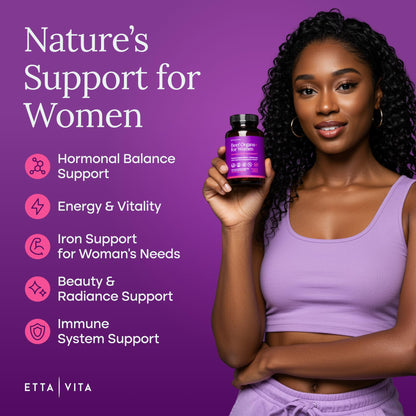 Etta Vita grass fed beef organs for women supplement bottle displaying the ingredient panel.