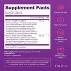 Etta Vita bovine uterus ovary liver heart kidney supplement bottle highlighting the Made in USA seal.
