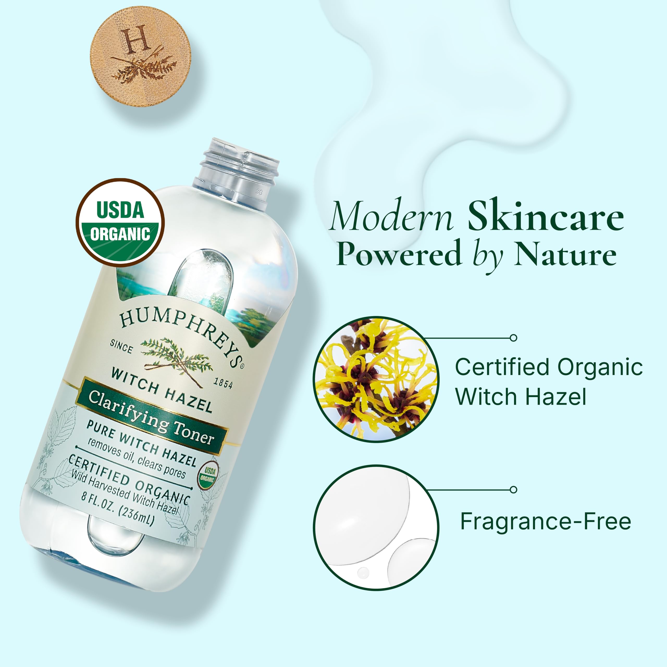 Humphreys alcohol free clarifying toner bottle on a clean background for daily skincare