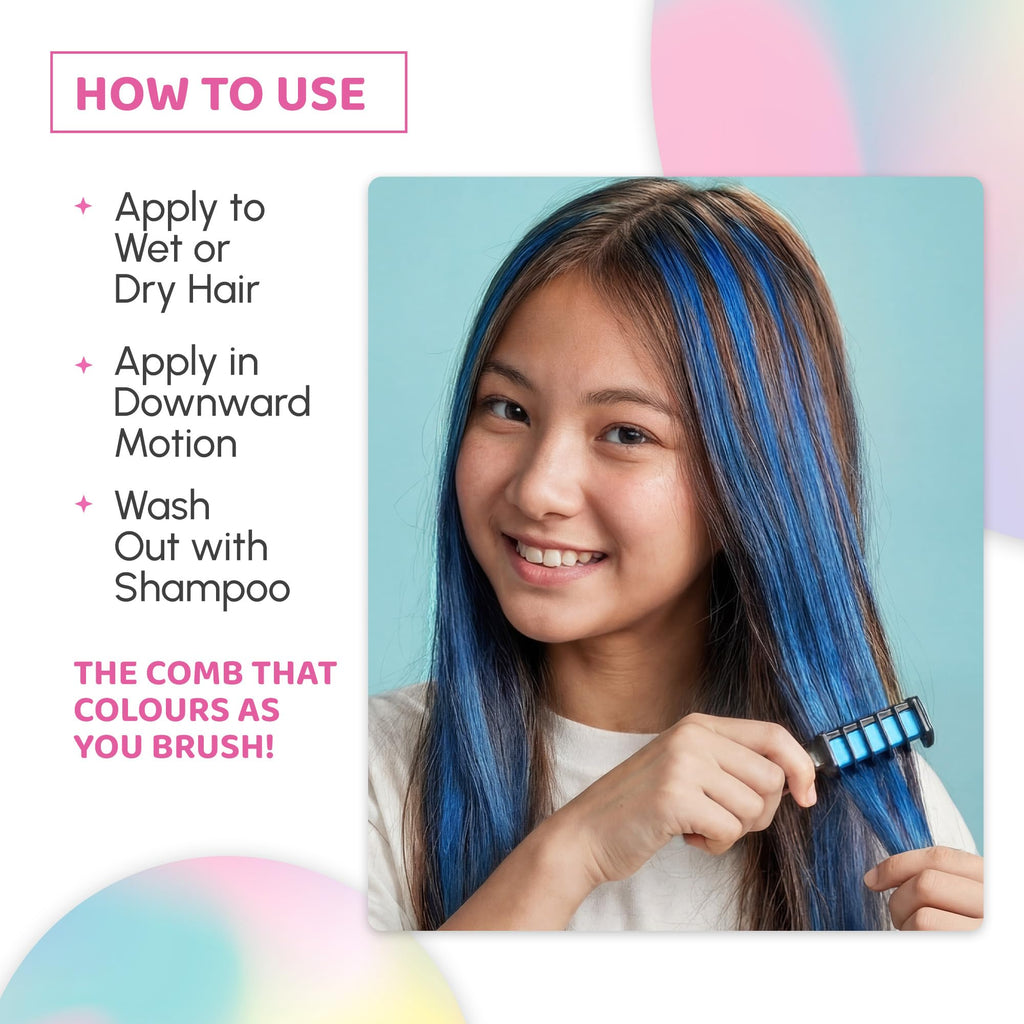 Vibrant hair color swatches from Blue Squid chalk set