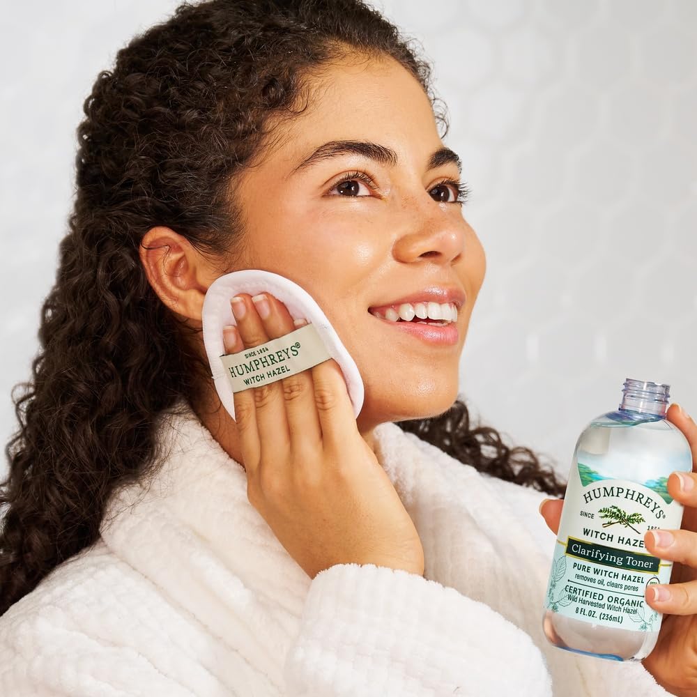 Humphreys wild crop certified organic witch hazel toner highlighting the liquid texture
