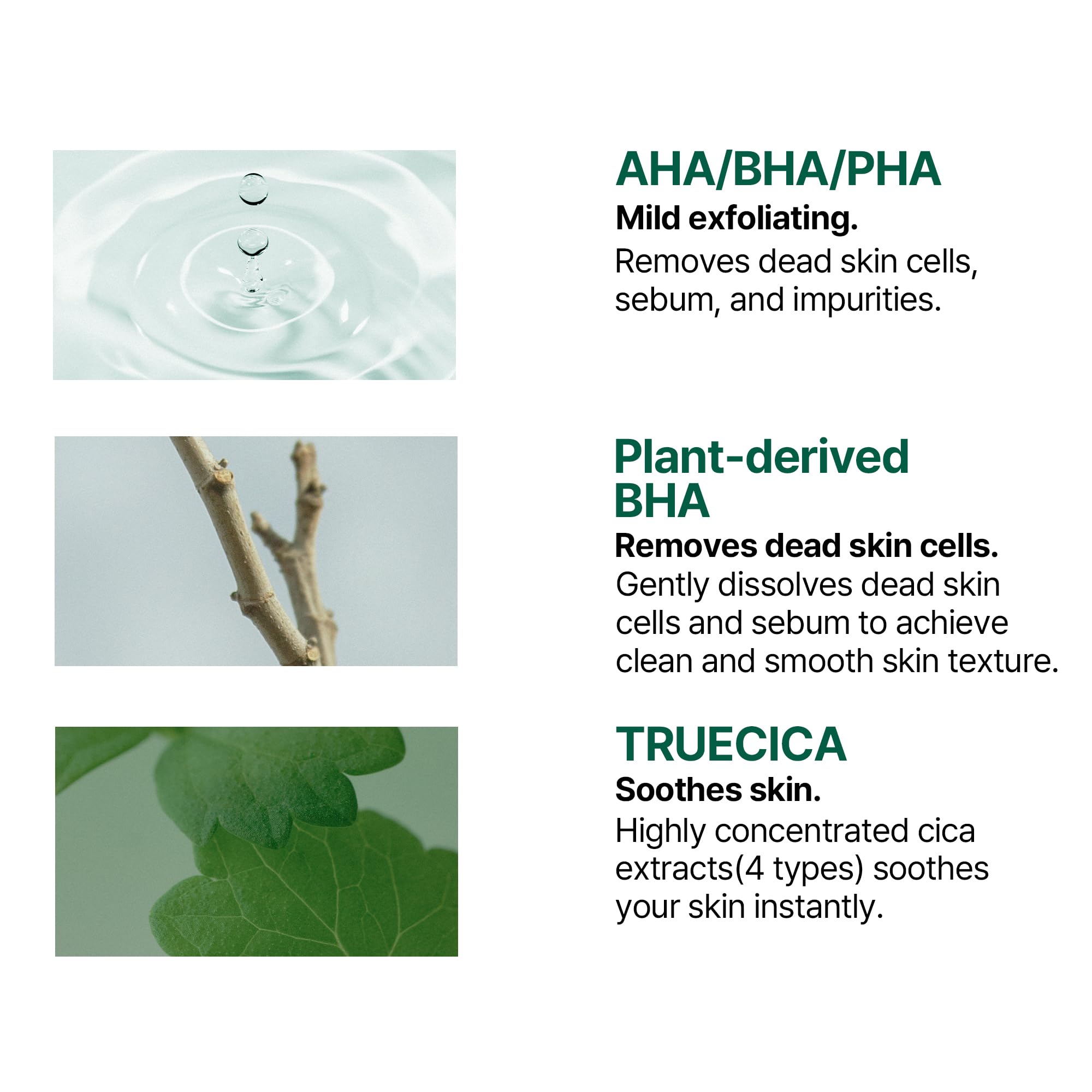Close up view of the smooth side of the Truecica clear pad designed for soothing and hydrating acne prone skin