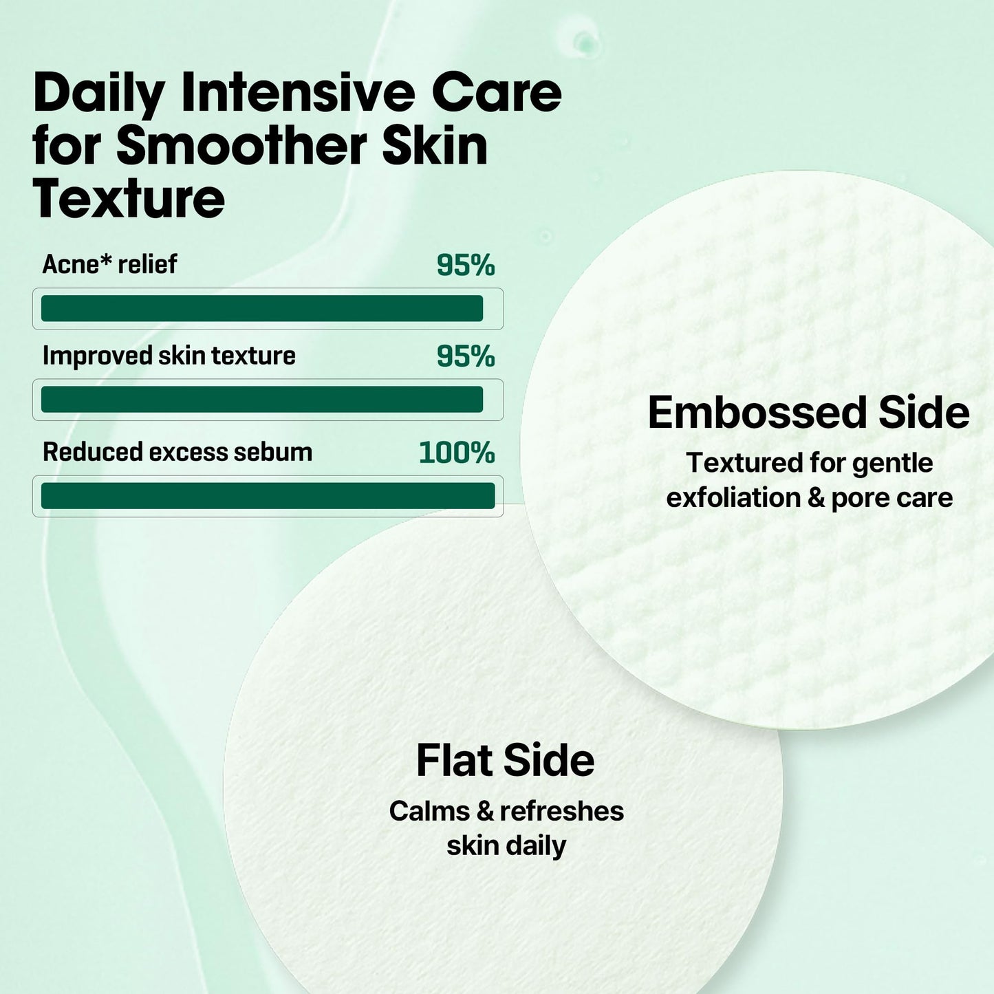 Textured side of the Korean toner pad being held with the included hygienic tweezers