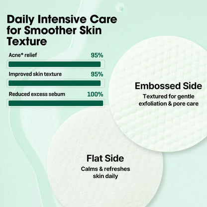 Textured side of the Korean toner pad being held with the included hygienic tweezers
