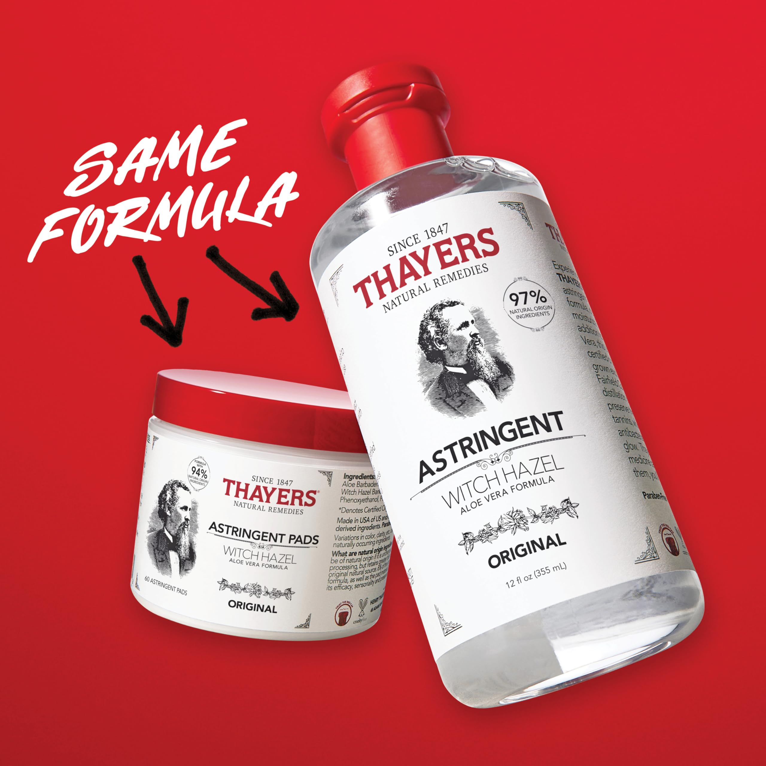Top view of Thayers Original Witch Hazel Astringent Pads jar