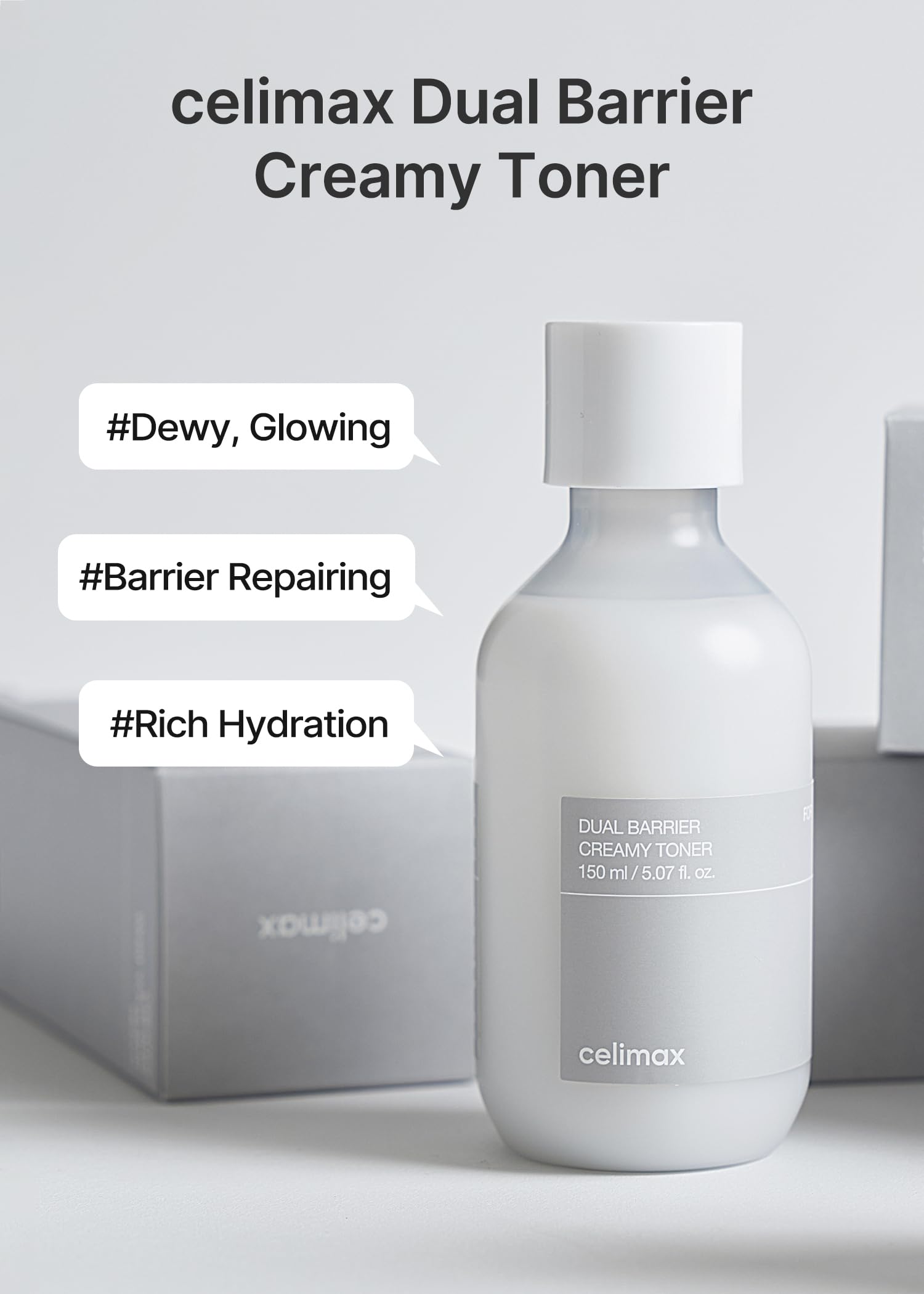 Celimax milky facial toner with ceramides and peptides for deep skin hydration