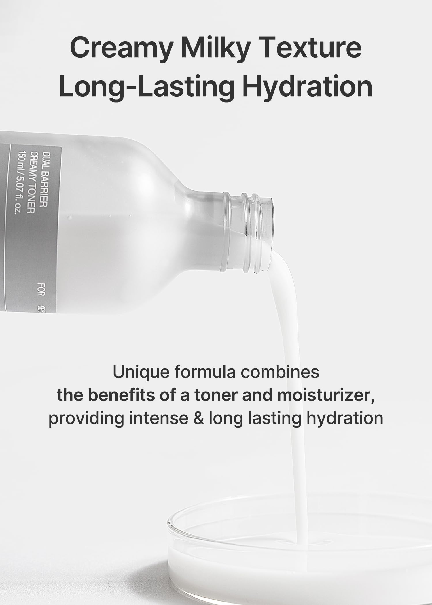 Dermatologist tested alcohol free Korean skincare toner on a clean background