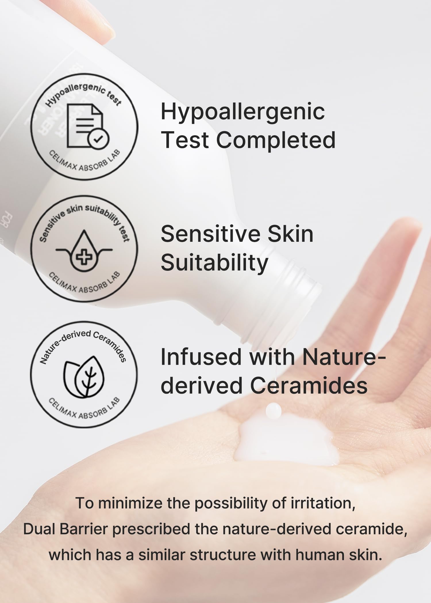 Texture shot of the rich milky and non greasy ceramide facial astringent
