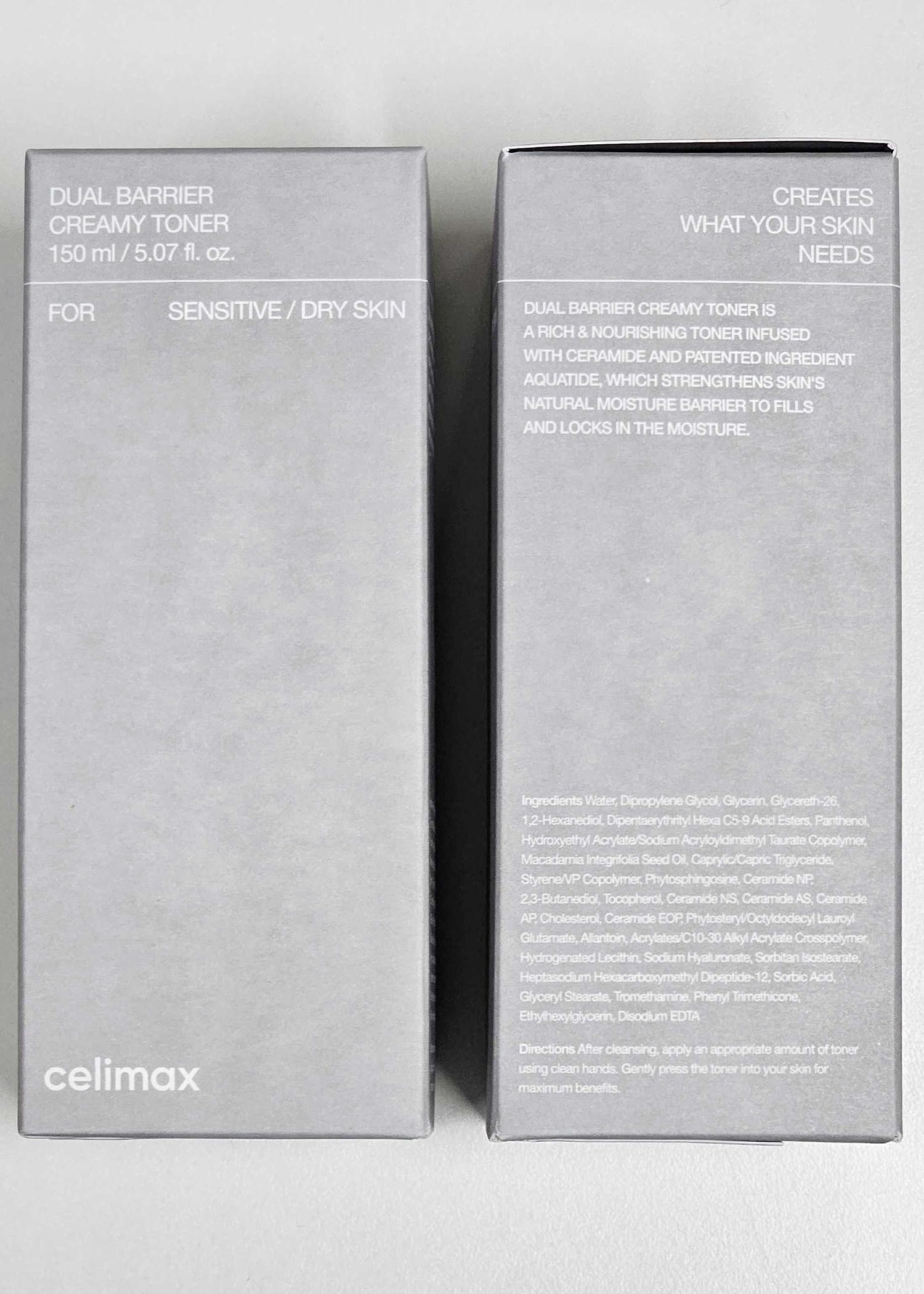 Imported Celimax barrier repair toner bottle illustrating simple usage steps