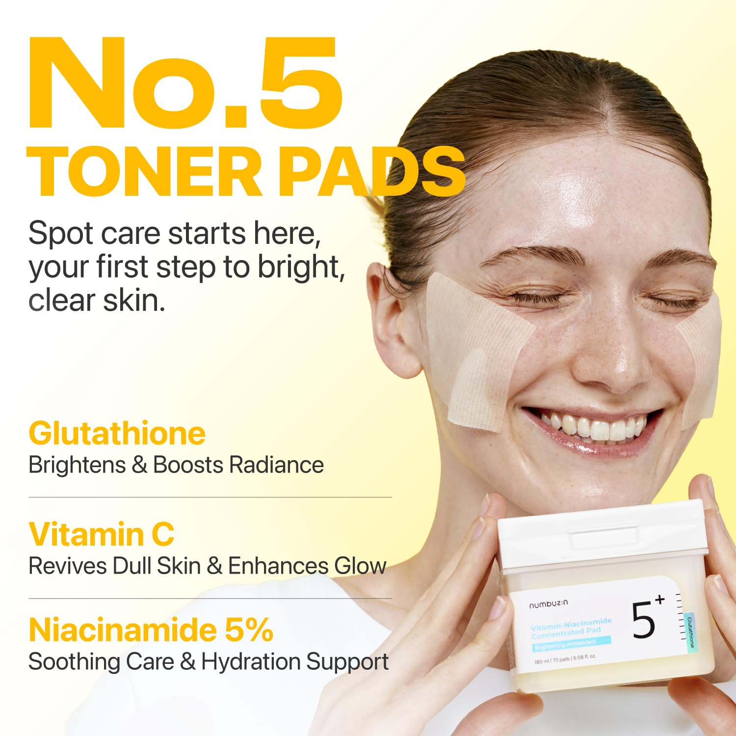 Smooth jelly side of the numbuzin Number Five toner pad demonstrating daily hyperpigmentation treatment