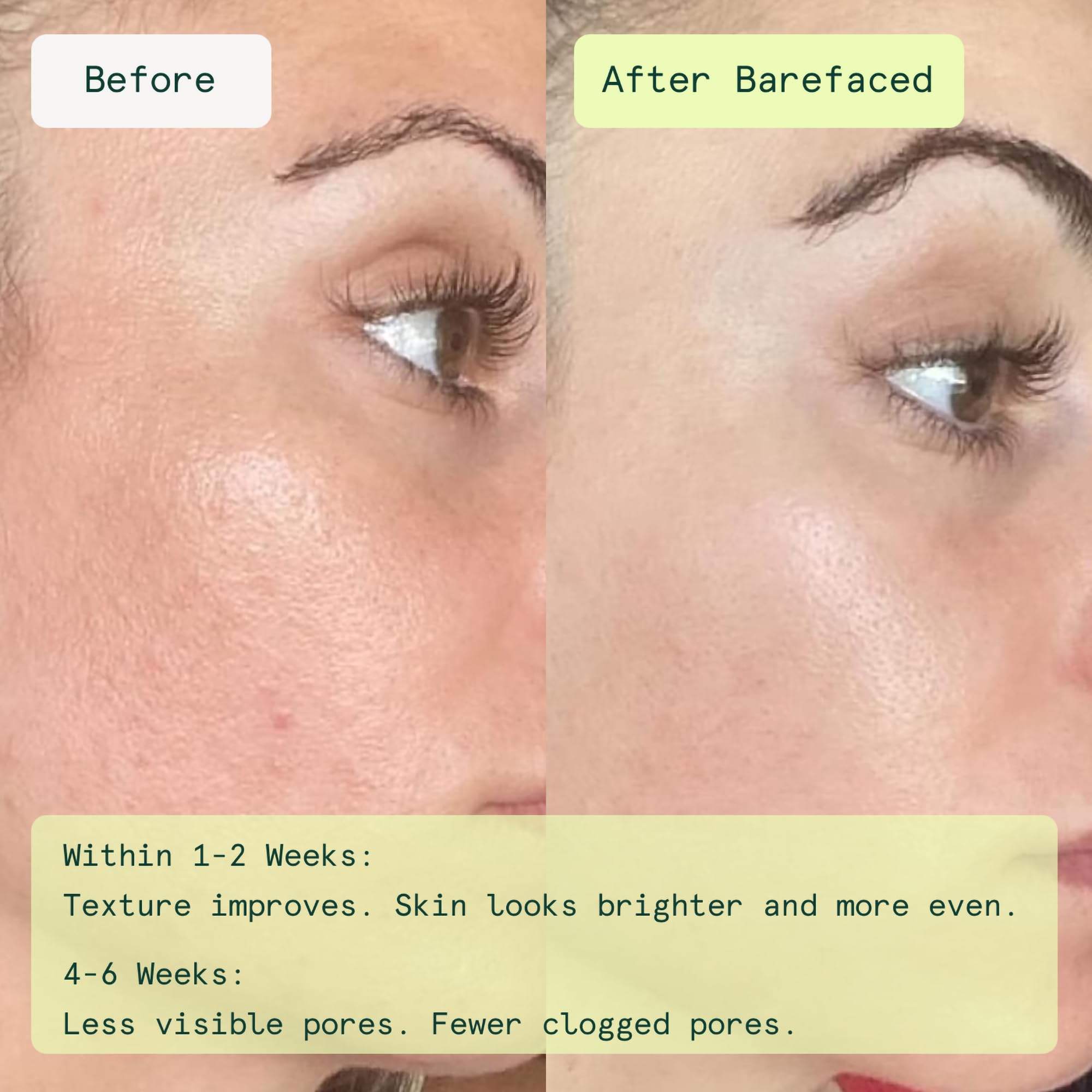 Barefaced exfoliating face pads with glycolic acid packaging details