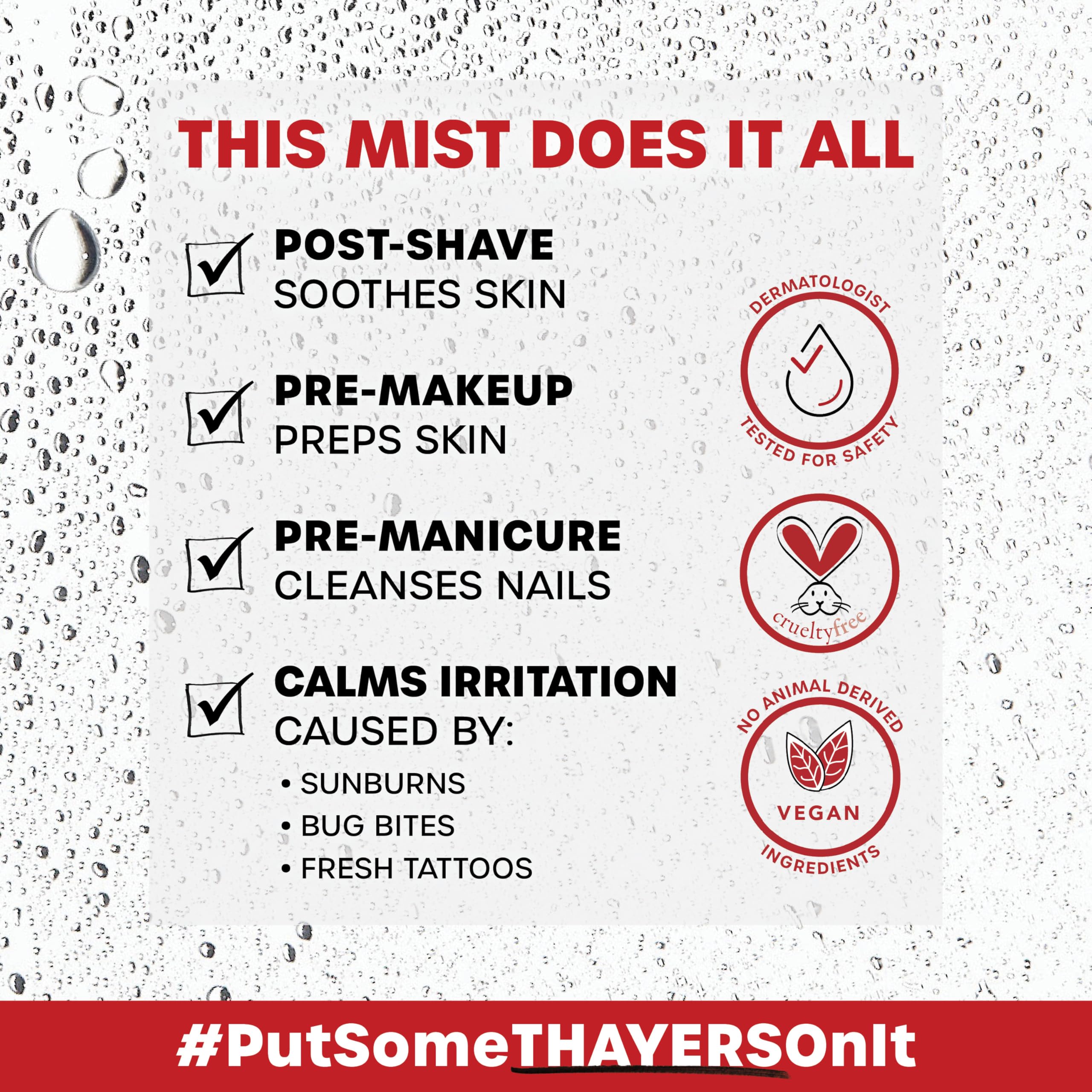 Thayers facial mist bottle showing ingredient highlights on packaging