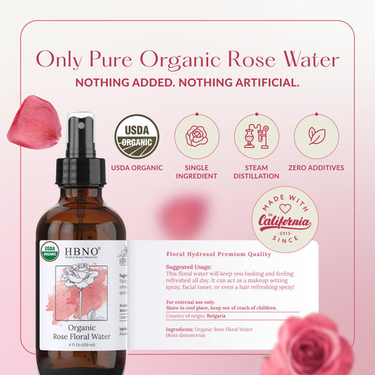 HBNO pure rosewater for hair and skin care packaging