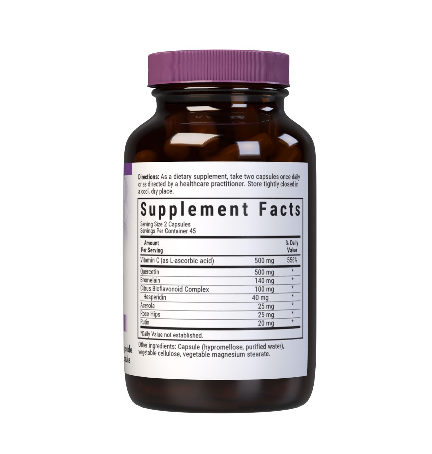 Bluebonnet Super Quercetin dietary supplement supplement facts and ingredients panel.