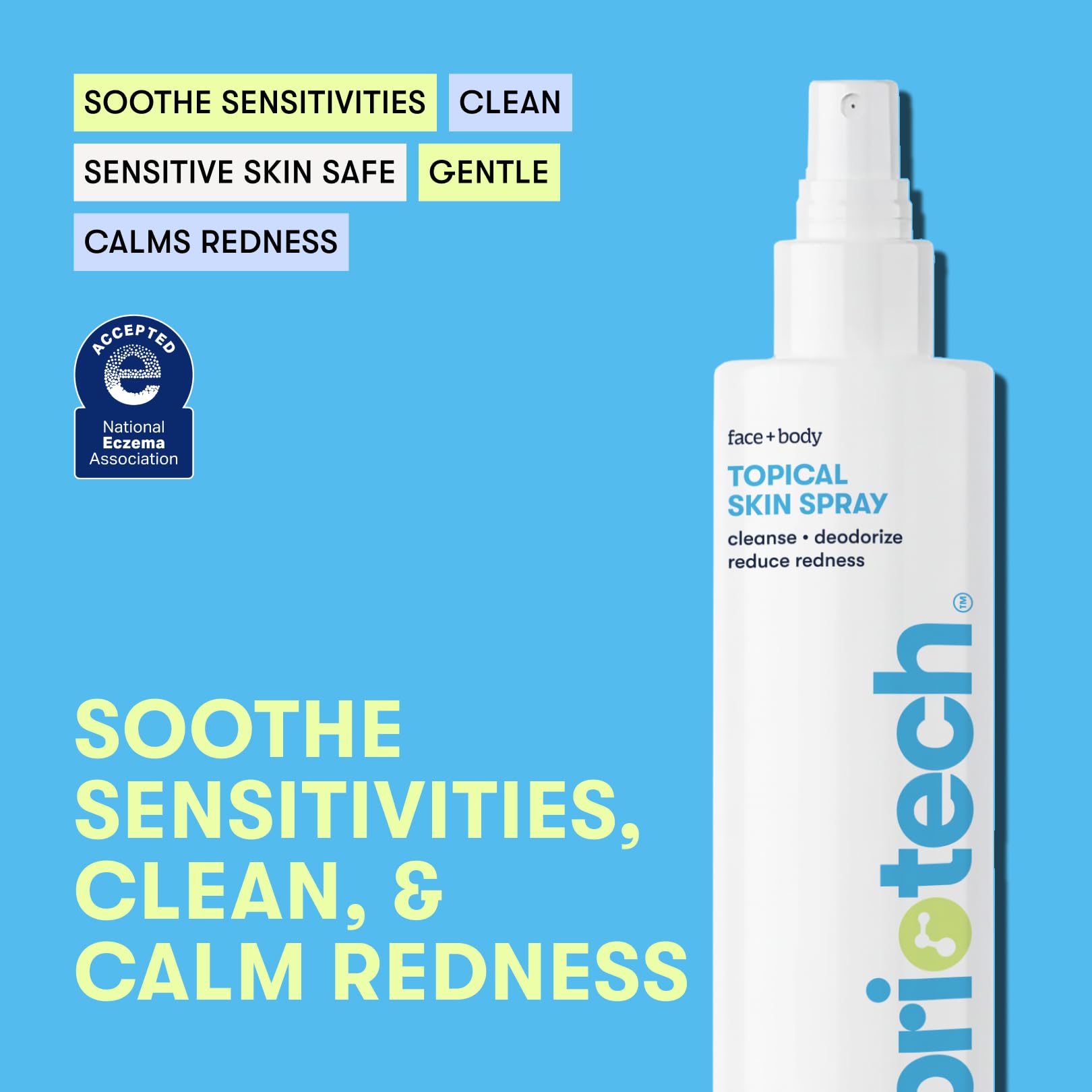 Briotech hypochlorous acid spray bottle with ingredients label