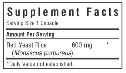 Bluebonnet Nutrition Red Yeast Rice 600 mg heart health supplement side bottle shot