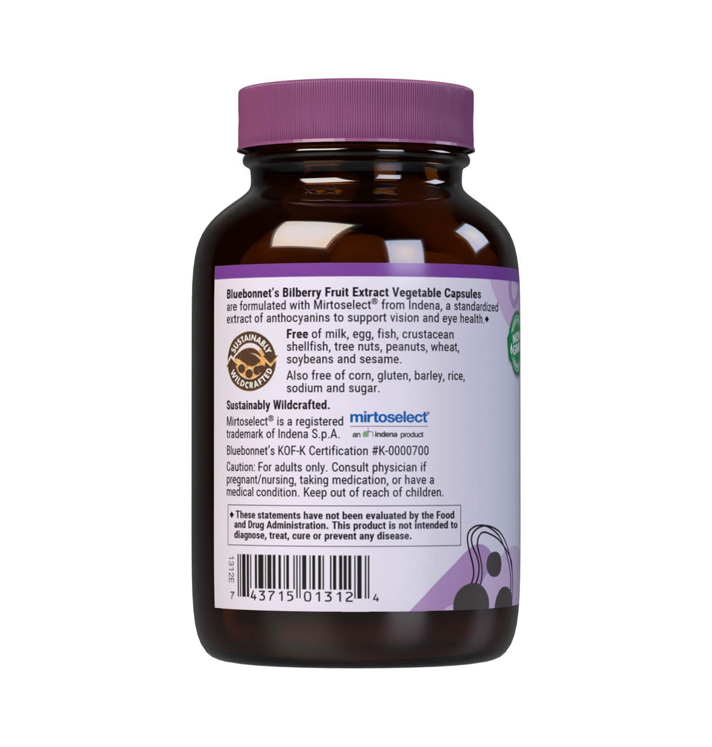 Authentic Bluebonnet vegan bilberry extract antioxidant supplement for vision support