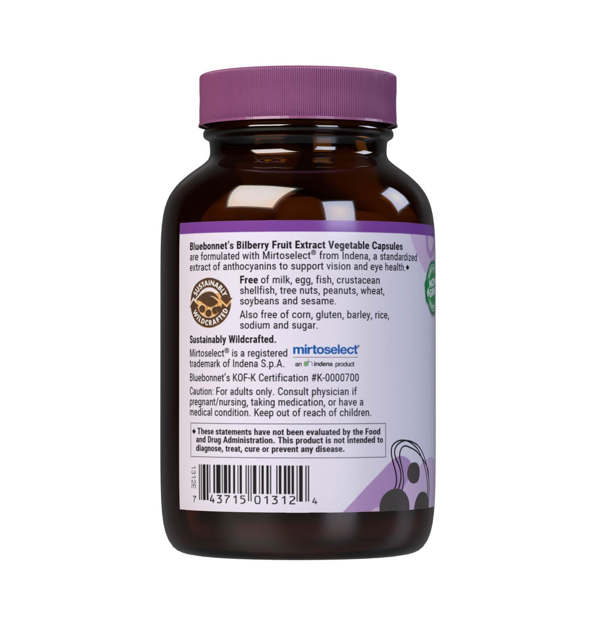Authentic Bluebonnet vegan bilberry extract antioxidant supplement for vision support