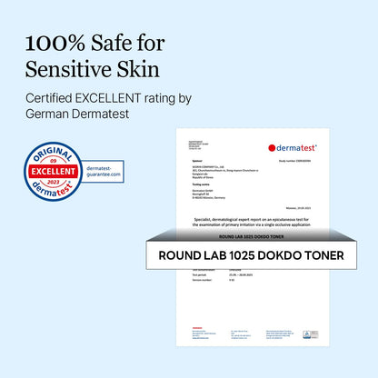 Round Lab Dokdo Toner side profile showcasing clear fluid formulation