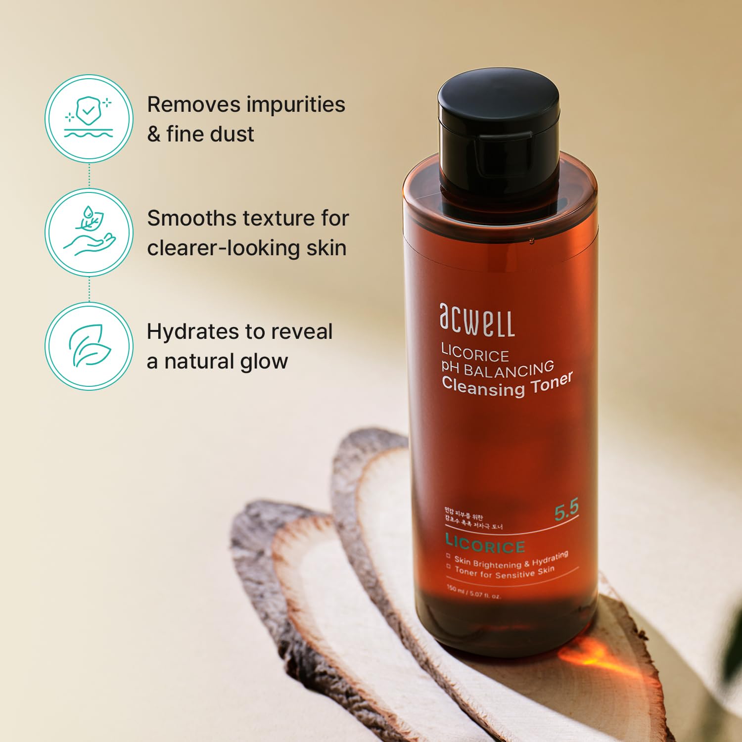 Texture of Acwell licorice cleansing toner on cotton pad