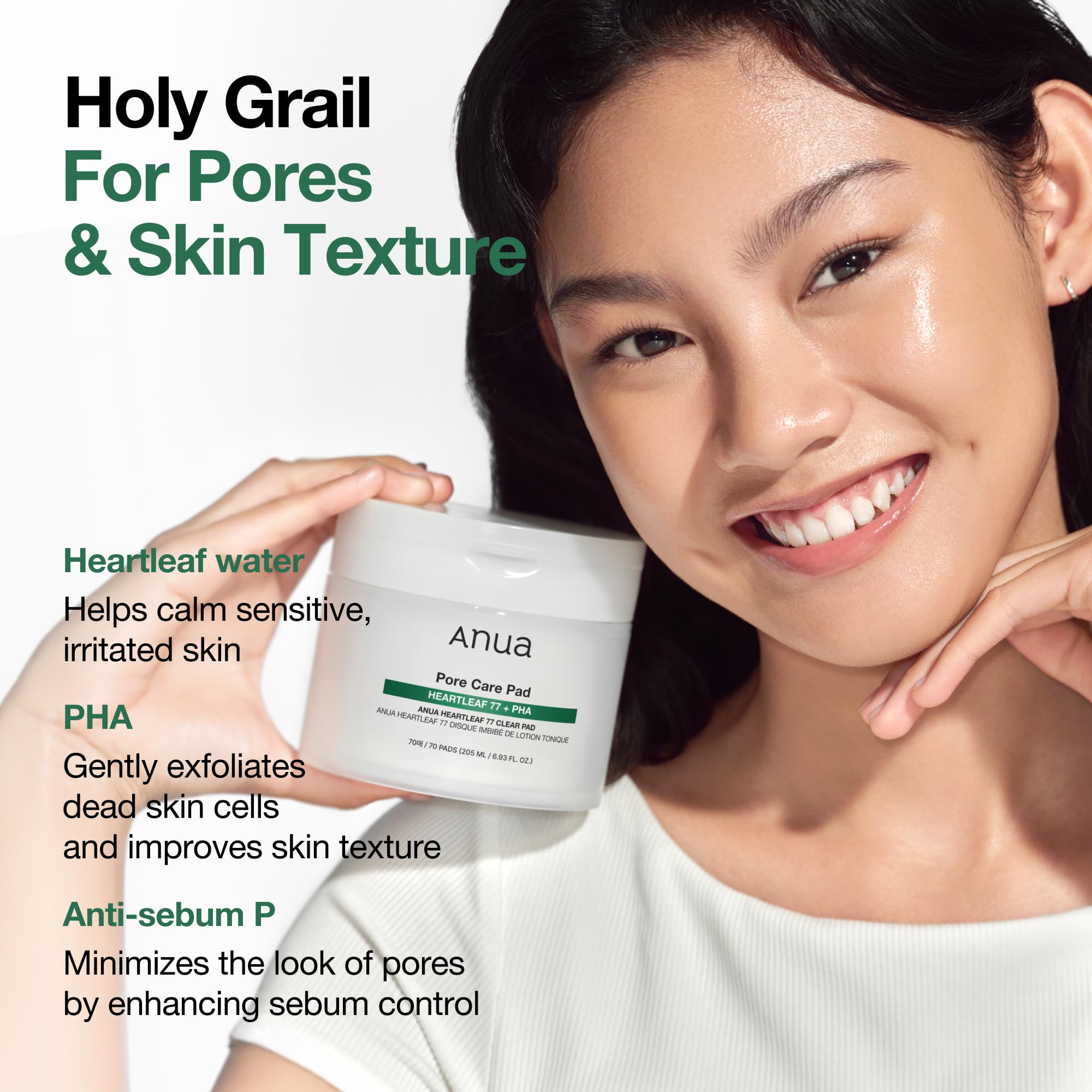 Daily exfoliating toner pads for pore tightening and hydration.