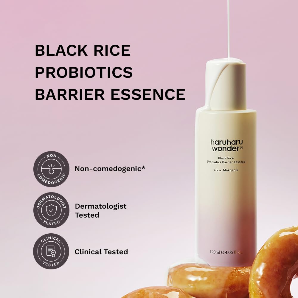 Haruharu Wonder Black Rice Probiotics Barrier Essence packaging box showing product details