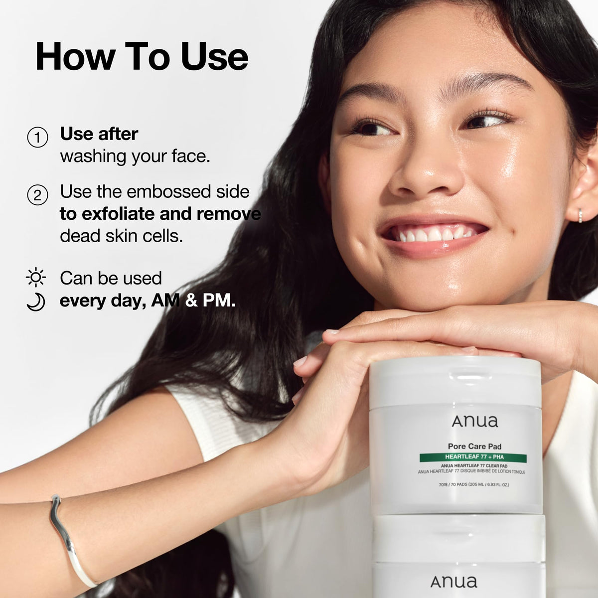 Anua 70 pads jar displayed with outer retail box