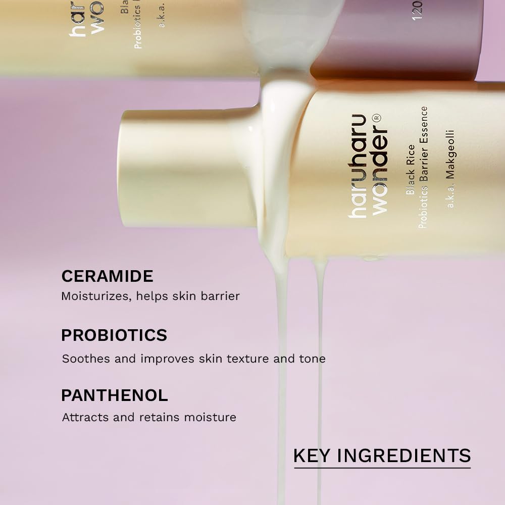 Close up of the ingredients list on a Haruharu Wonder Black Rice Probiotics Barrier Essence container