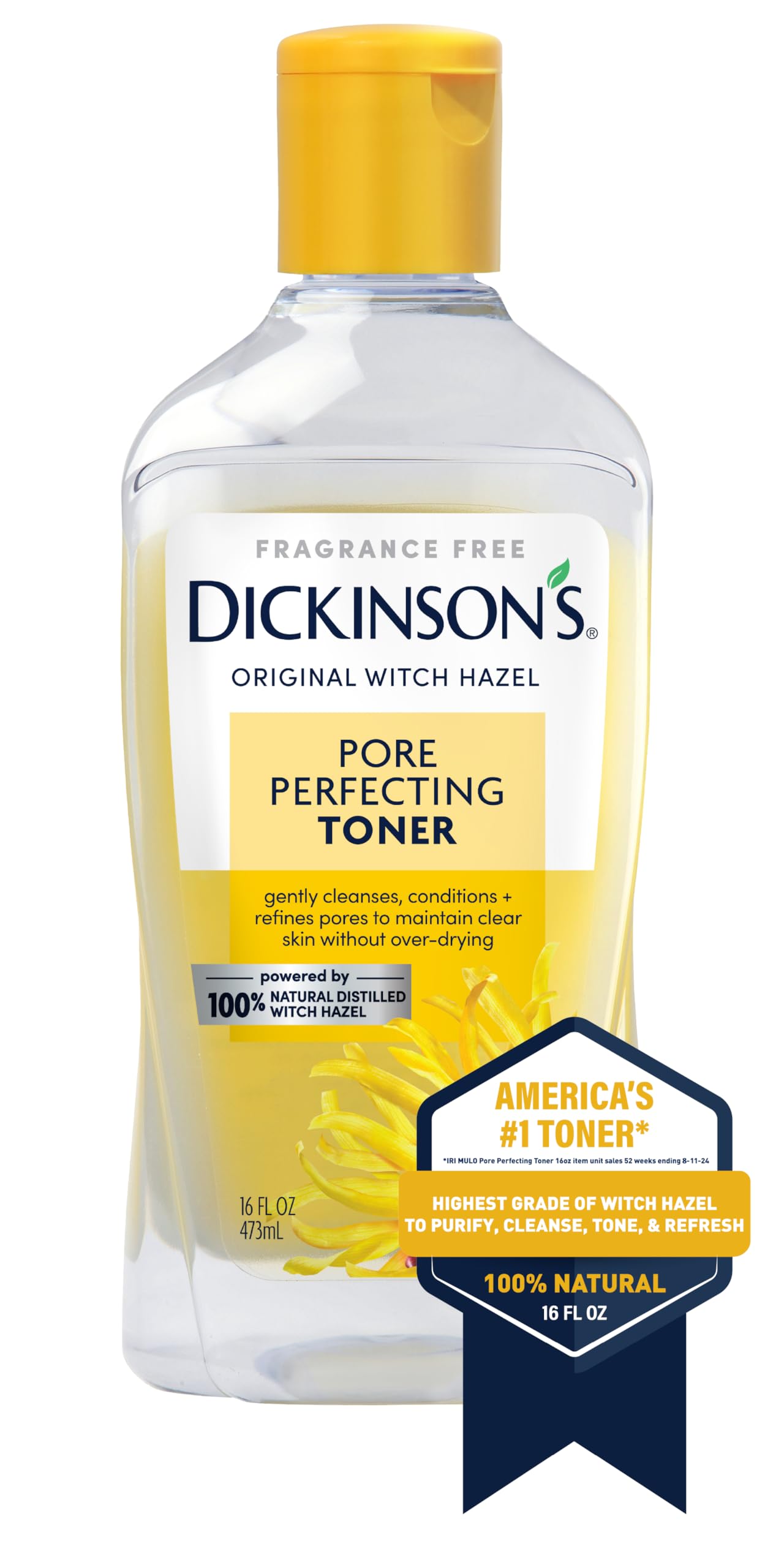 Dickinson's 16 fluid ounce witch hazel toner bottle back label