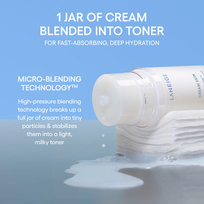 Laneige glass skin moisturizing toner packaging outlining ingredients and usage details