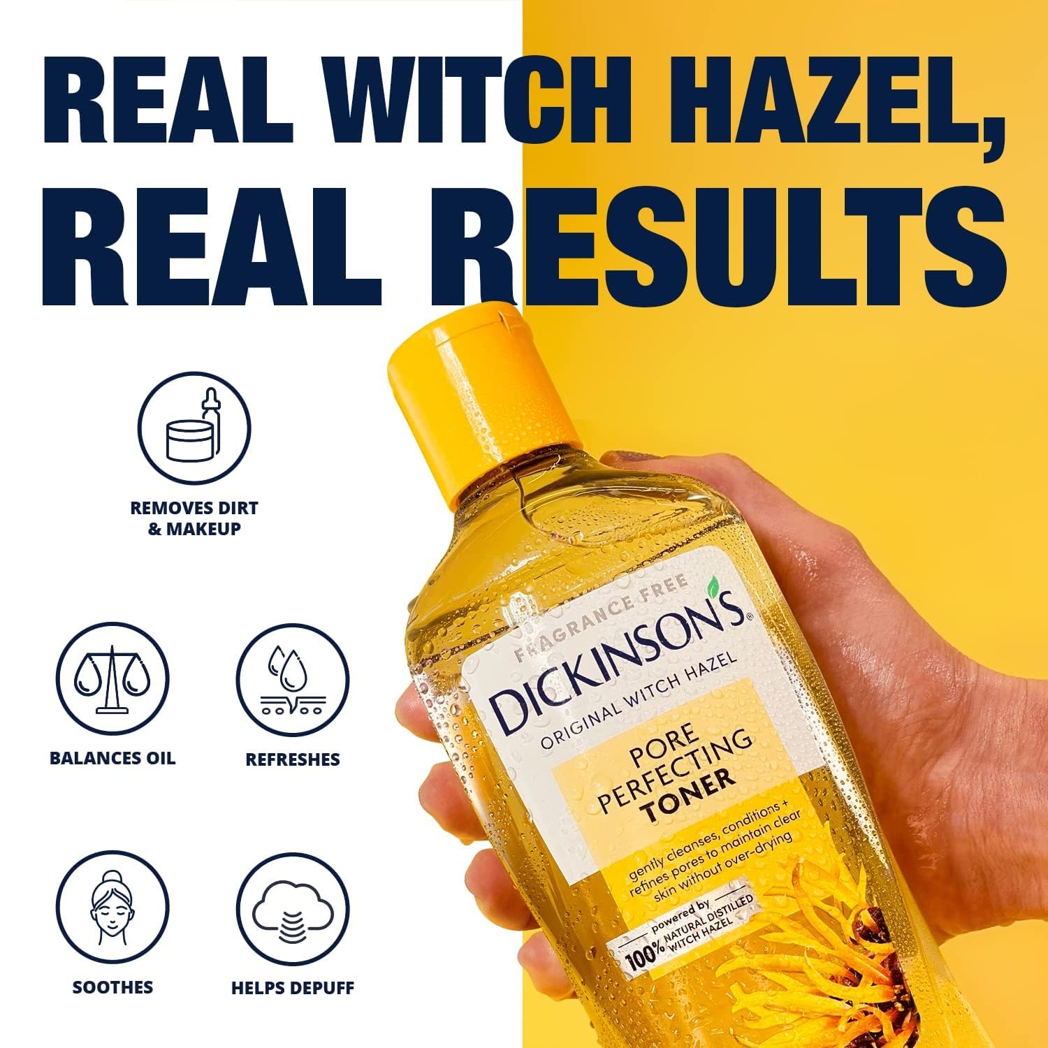 Texture of Dickinson's natural witch hazel toner on a cotton pad