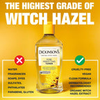 Dickinson's facial toner shown with a cotton pad for skincare application