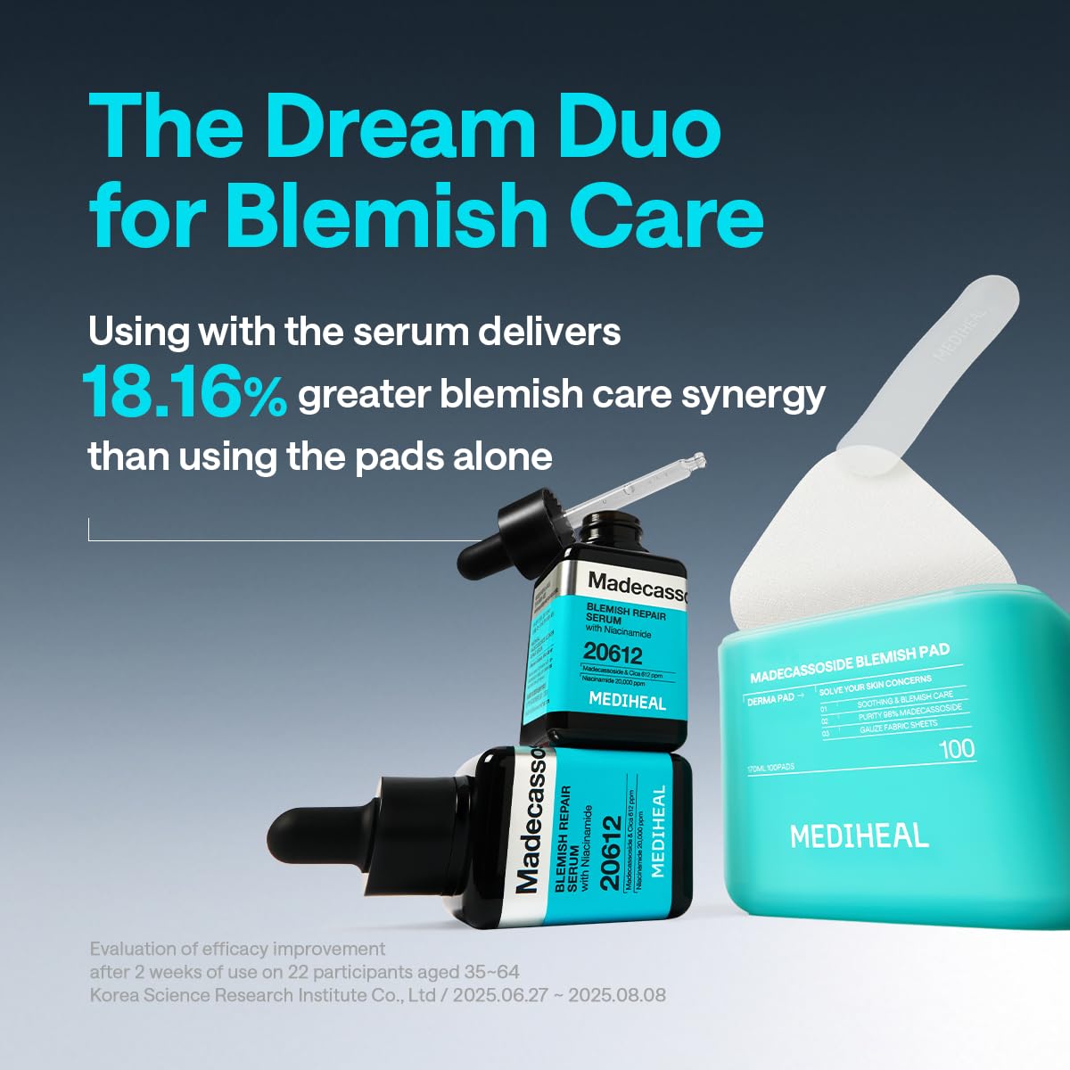 Mediheal Madecassoside Blemish Pad before and after skin texture improvement visualization