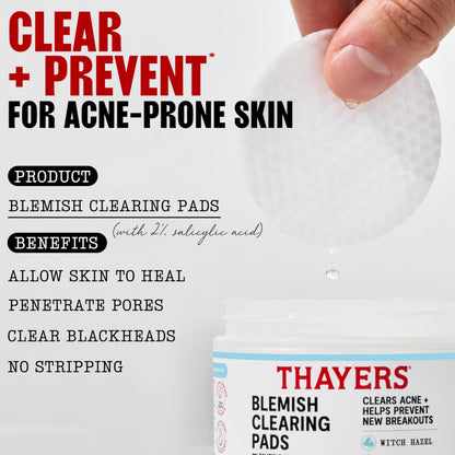 Thayers Blemish Clearing pads featuring witch hazel and lemongrass