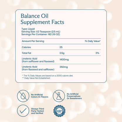 BodyBio Balance Oil dietary supplement softgels scattered next to the packaging