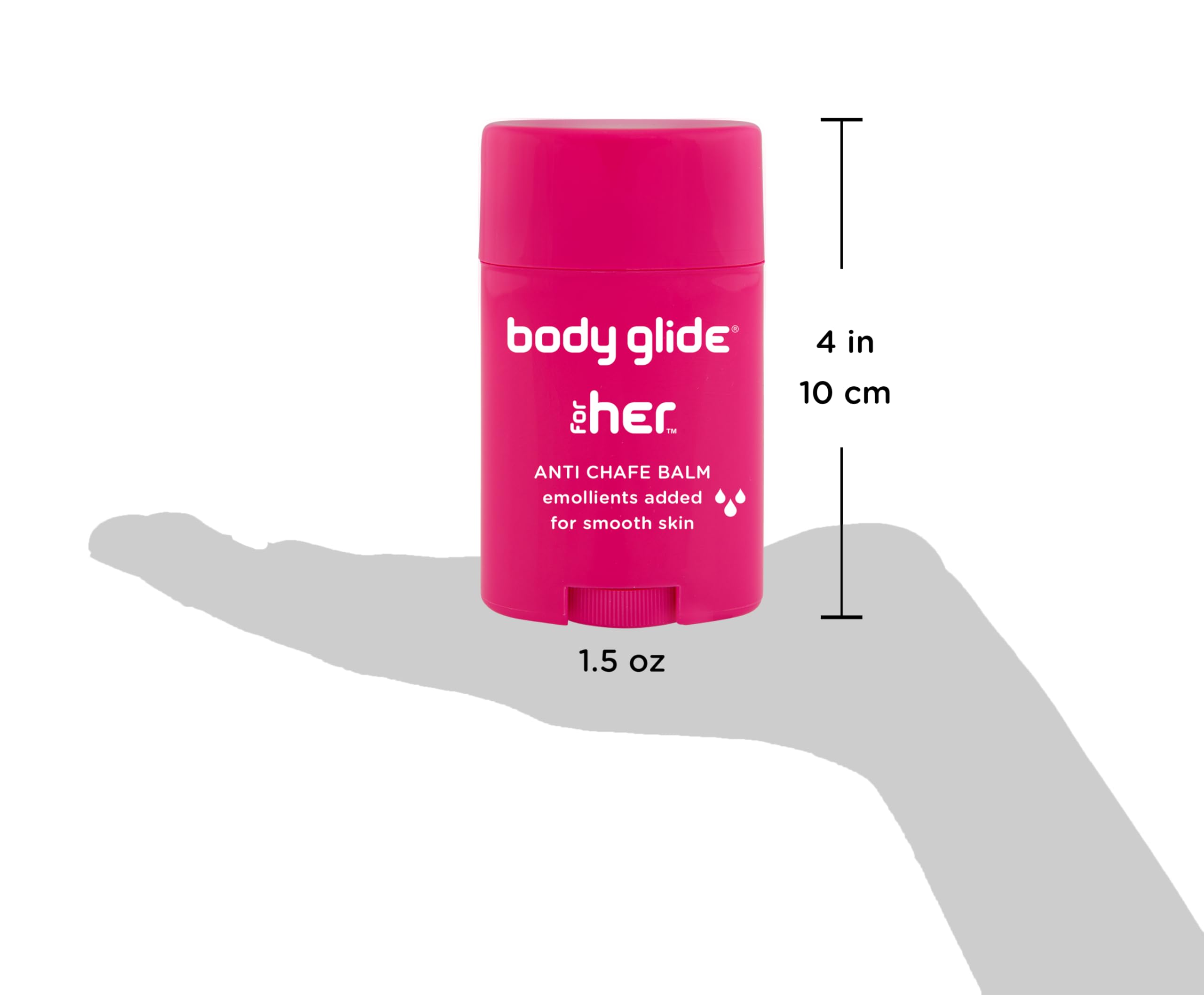 Body Glide pink anti friction rub barrier product label perspective angle