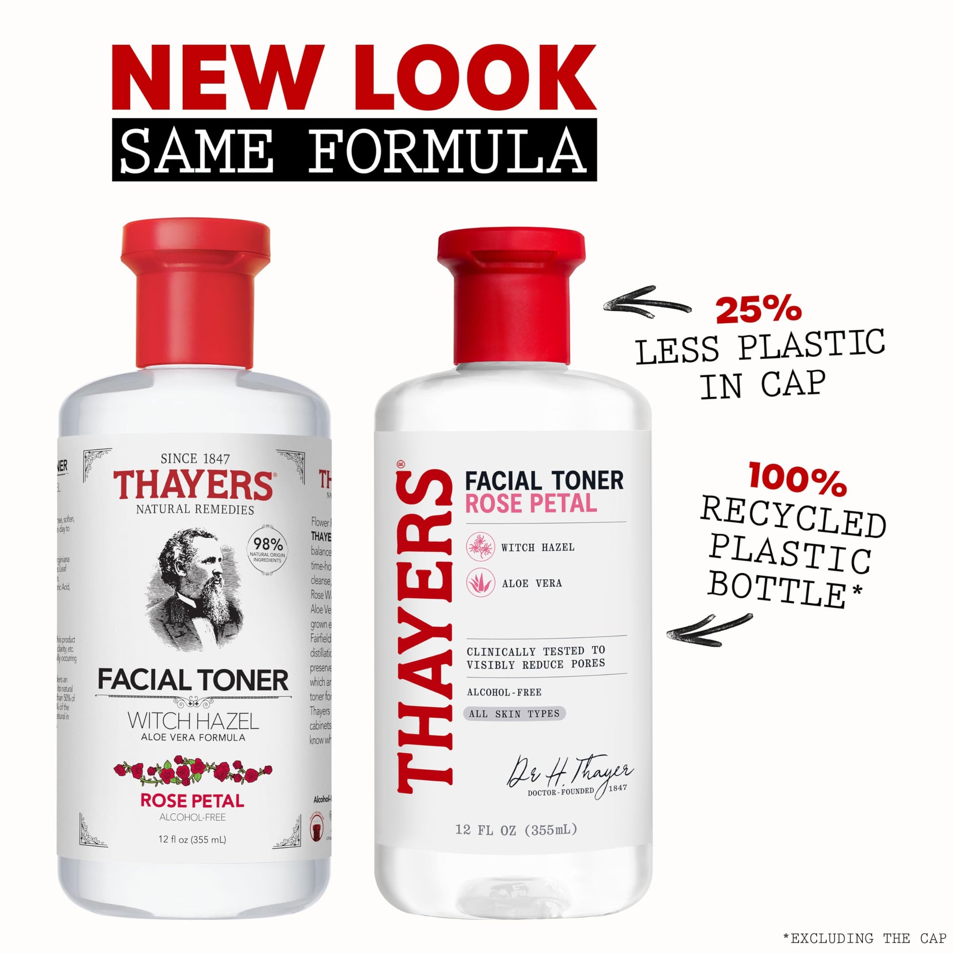 Thayers Alcohol Free toner label and size details