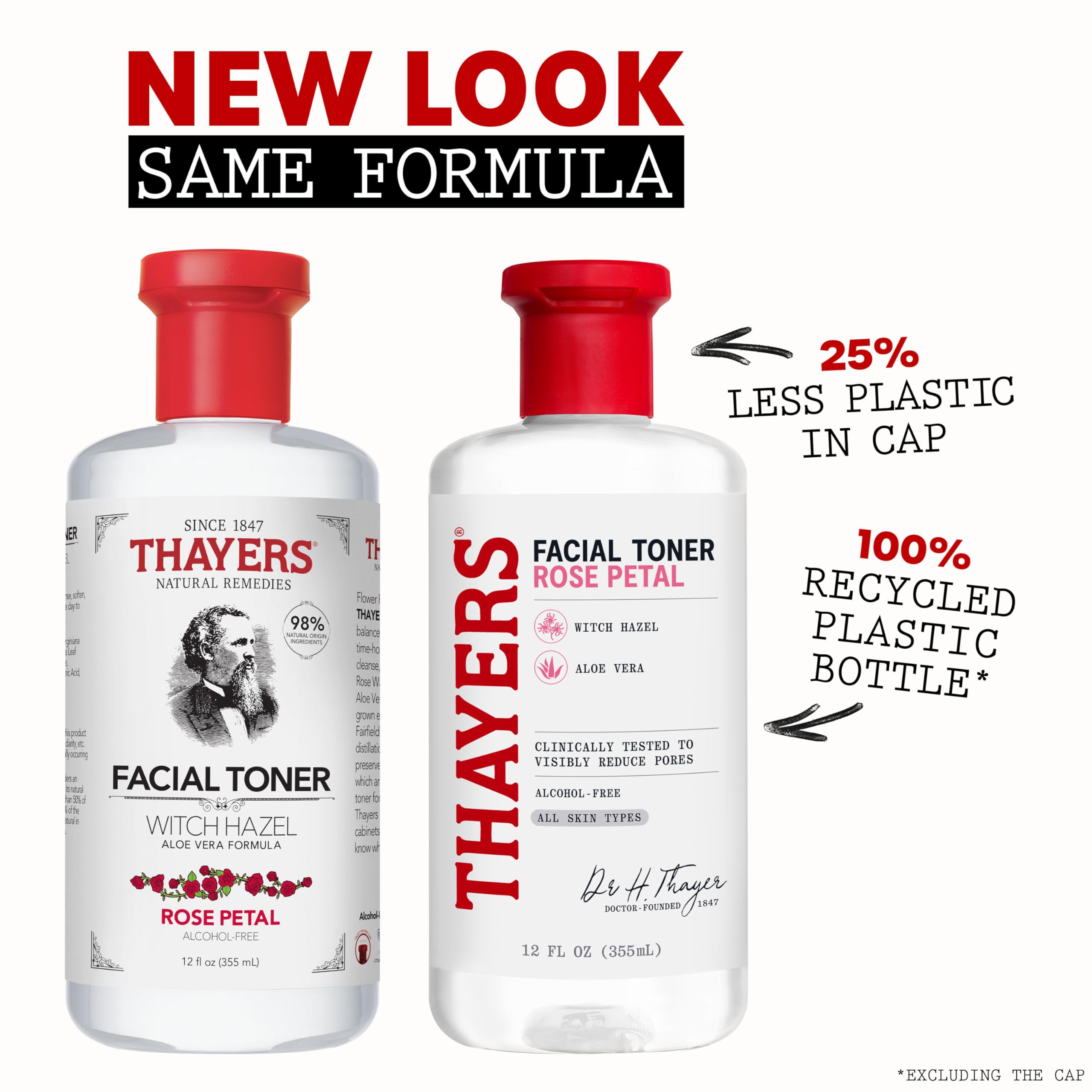 Thayers Alcohol Free toner label and size details