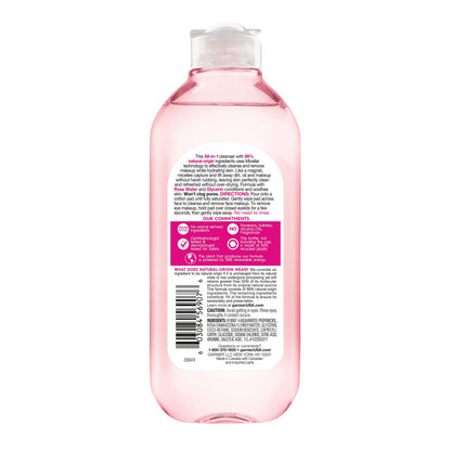 Garnier hydrating facial cleanser and makeup remover bottle label