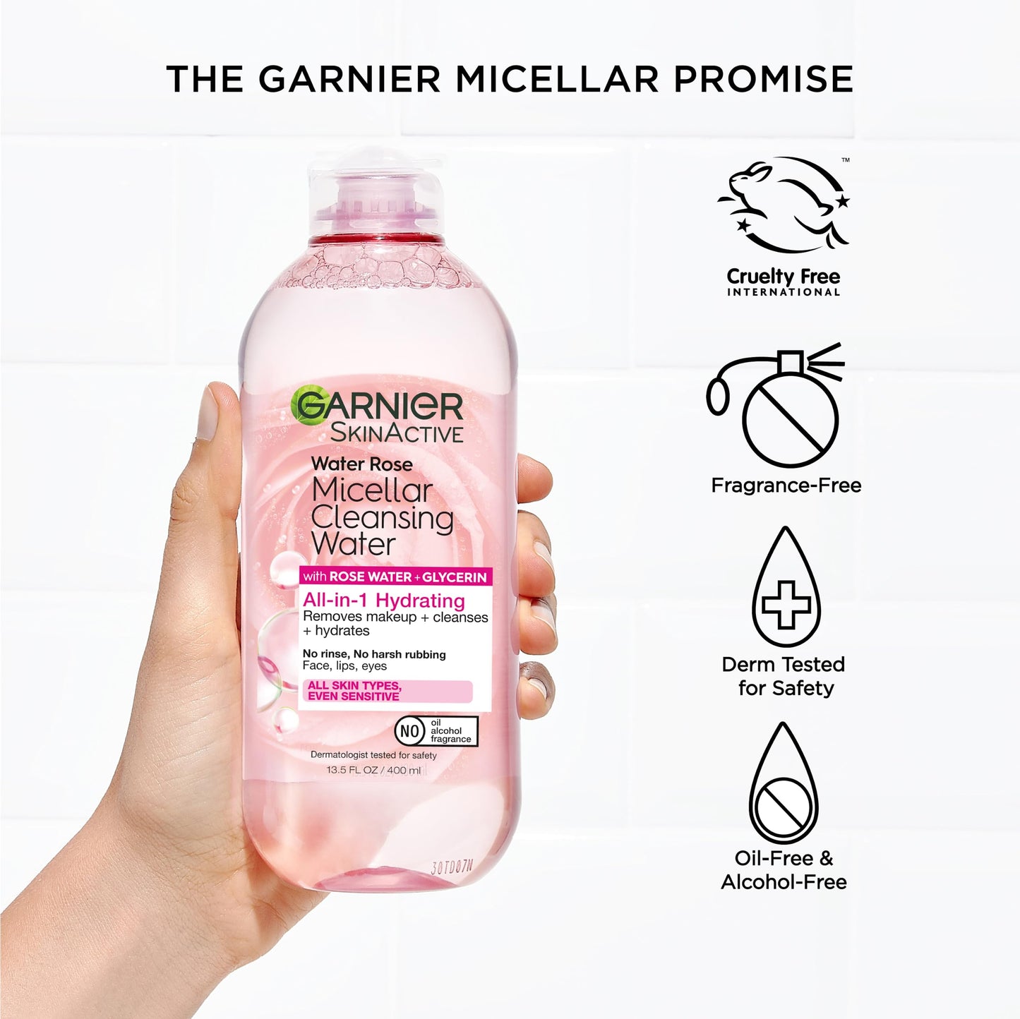 Garnier rose water micellar cleansing water back label details
