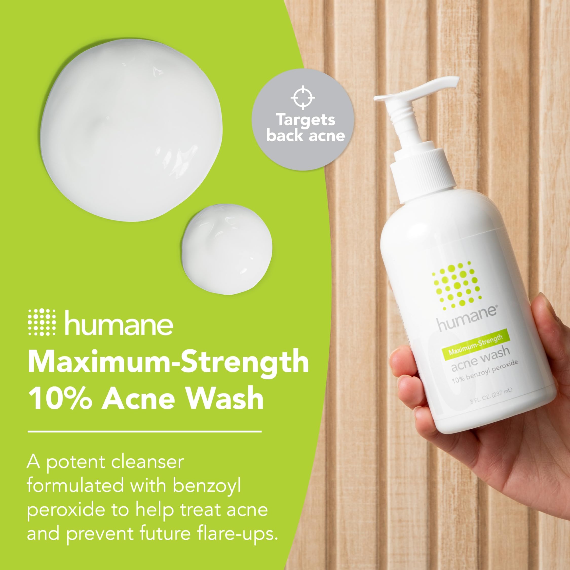 Humane acne treatment bottle for face and body skin care