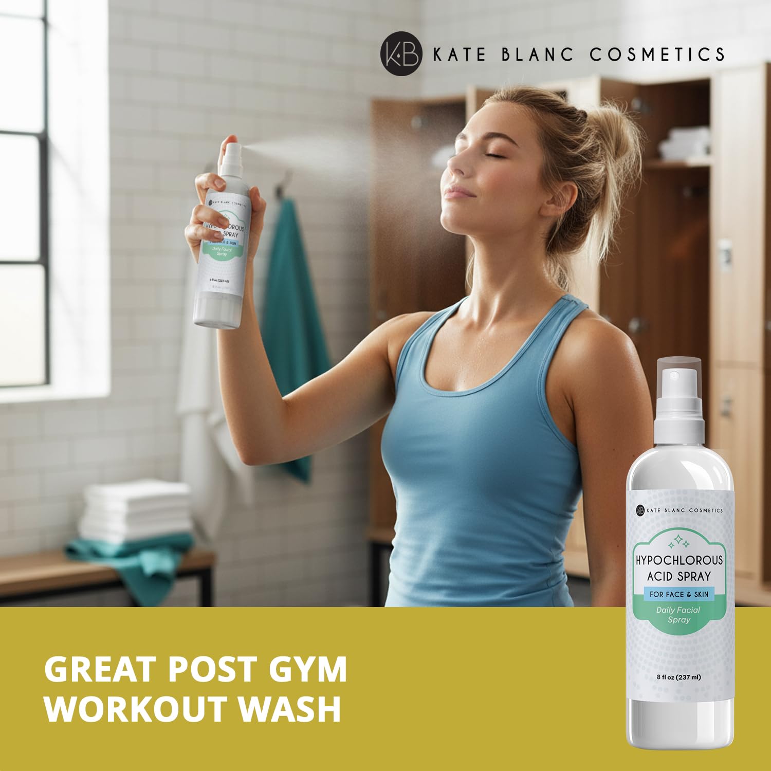 Lifestyle application of Hypochlorous Acid spray on face