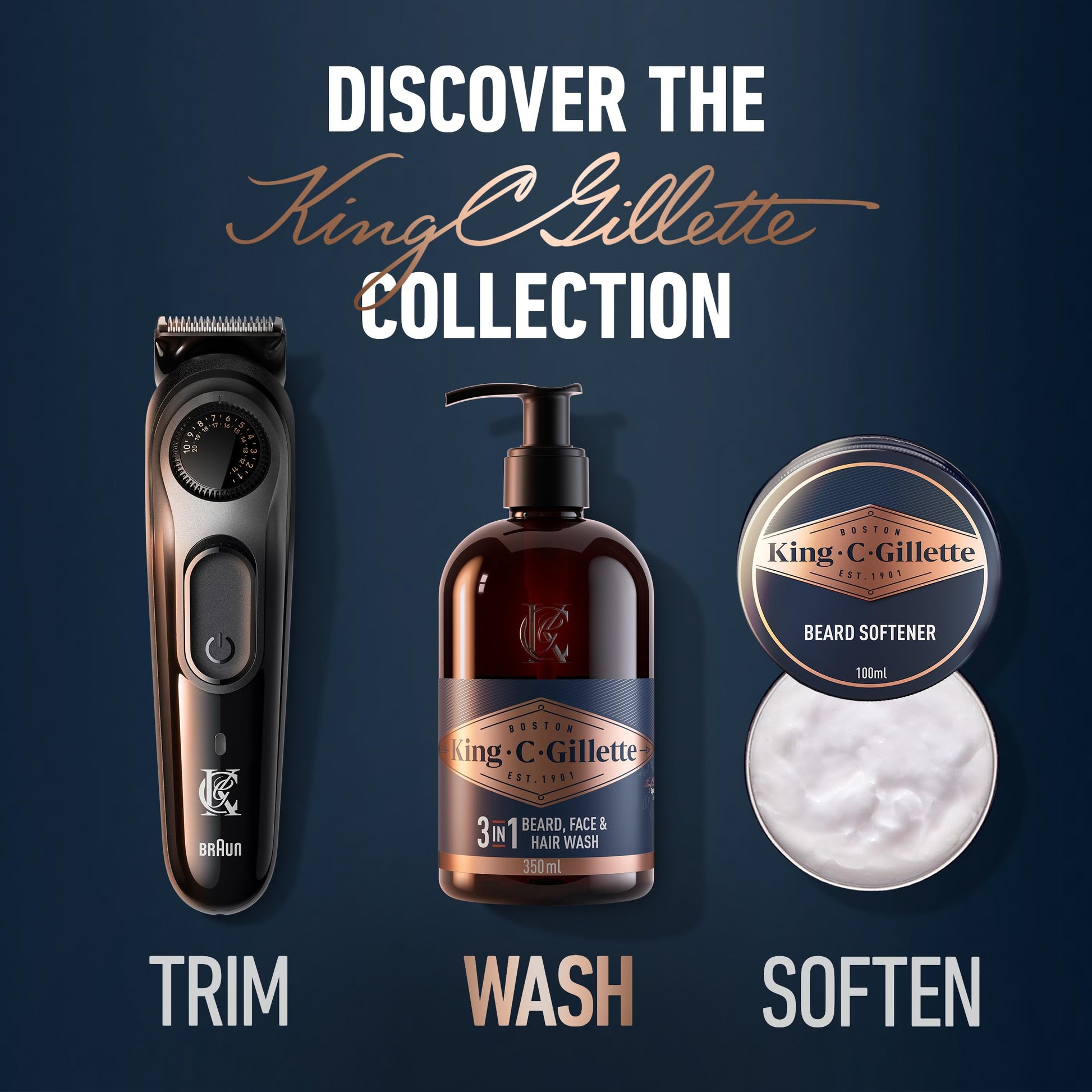 Professional grooming King C. Gillette face and beard wash